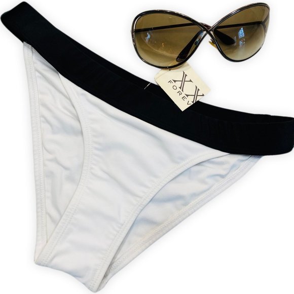 Black & White Elasticated Waistband Bottom Swimwear - Picture 1 of 7